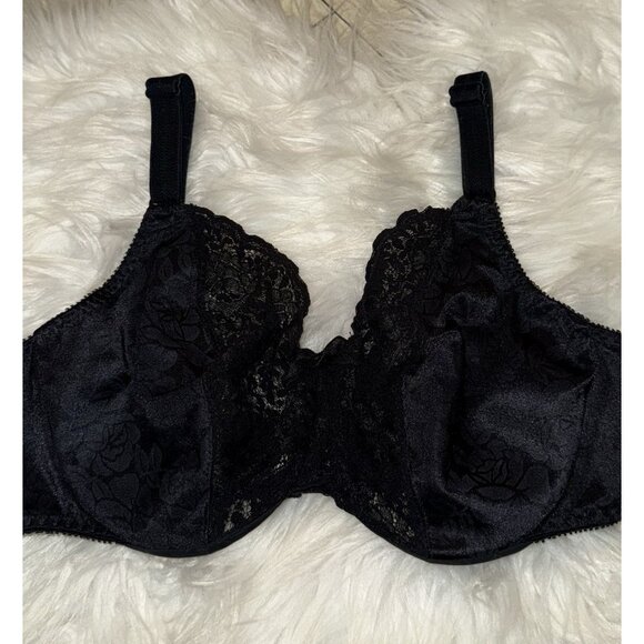 Vintage Playtex Secrets Unlined Bra Floral Lace Underwire Womens 34C Black 4420 - Picture 3 of 6